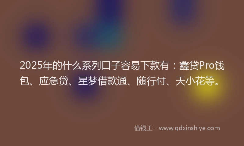 2025年的什么系列口子容易下款有：鑫贷Pro钱包、应急贷、星梦借款通、随行付、天小花等。