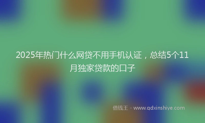 2025年热门什么网贷不用手机认证，总结5个11月独家贷款的口子