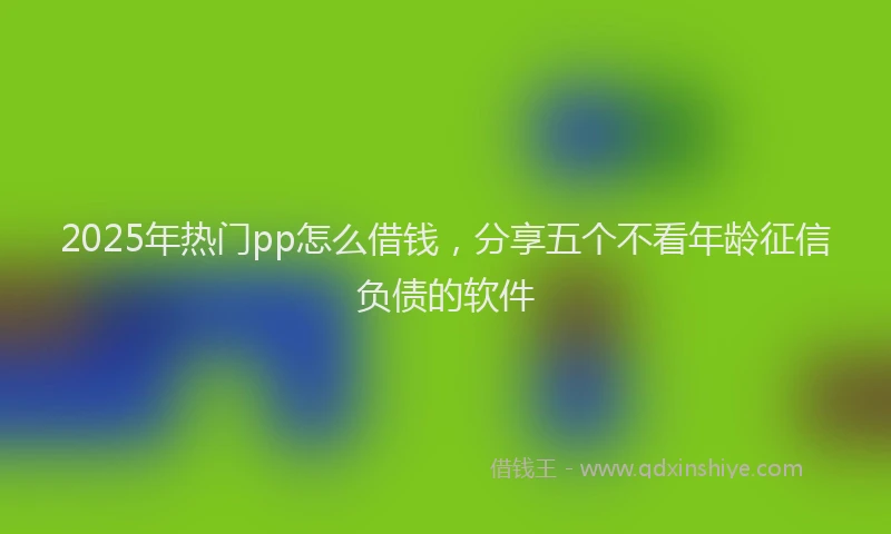 2025年热门pp怎么借钱，分享五个不看年龄征信负债的软件
