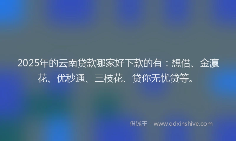 2025年的云南贷款哪家好下款的有：想借、金瀛花、优秒通、三枝花、贷你无忧贷等。