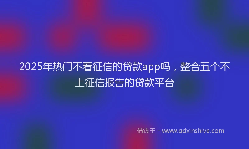 2025年热门不看征信的贷款app吗，整合五个不上征信报告的贷款平台