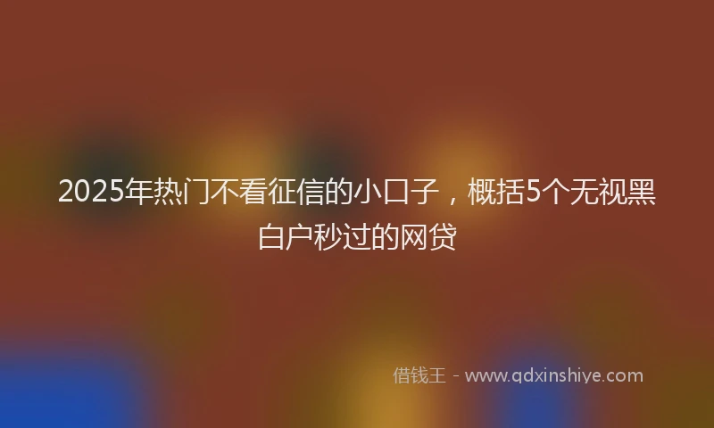 2025年热门不看征信的小口子，概括5个无视黑白户秒过的网贷