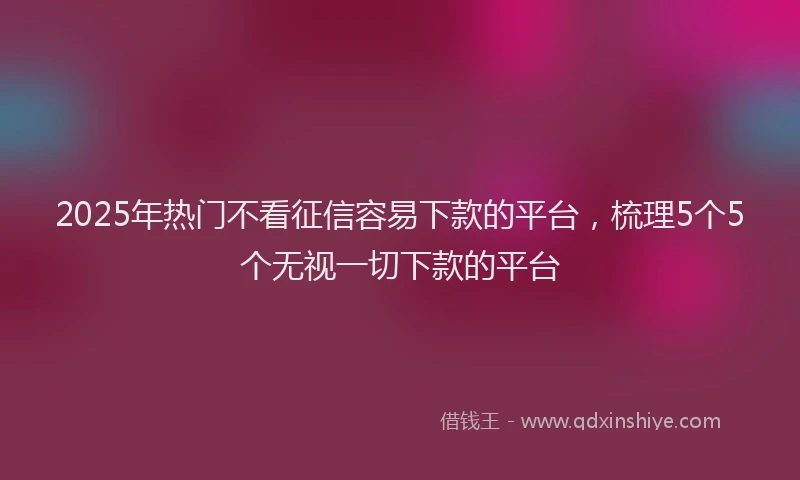 2025年热门不看征信容易下款的平台，梳理5个5个无视一切下款的平台