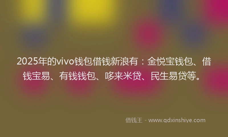 2025年的vivo钱包借钱新浪有：金悦宝钱包、借钱宝易、有钱钱包、哆来米贷、民生易贷等。