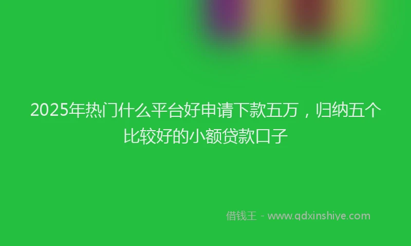 2025年热门什么平台好申请下款五万，归纳五个比较好的小额贷款口子