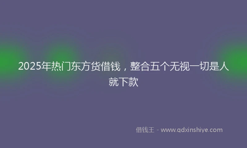 2025年热门东方货借钱，整合五个无视一切是人就下款