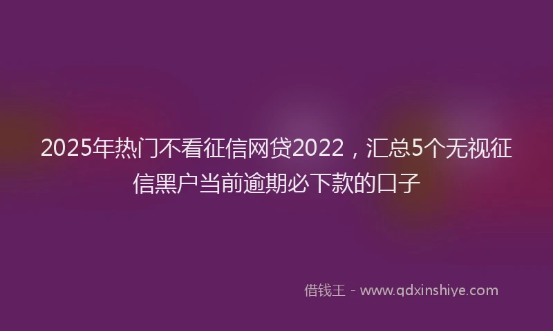 2025年热门不看征信网贷2022，汇总5个无视征信黑户当前逾期必下款的口子