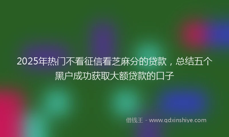 2025年热门不看征信看芝麻分的贷款，总结五个黑户成功获取大额贷款的口子