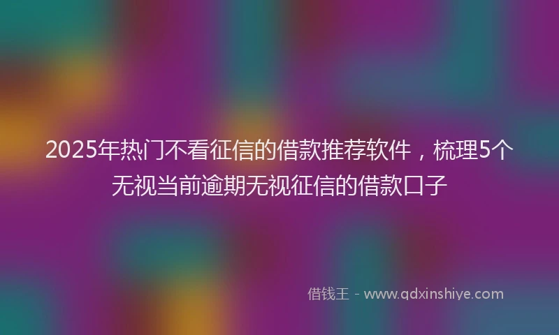 2025年热门不看征信的借款推荐软件，梳理5个无视当前逾期无视征信的借款口子