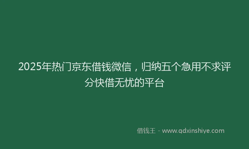 2025年热门京东借钱微信，归纳五个急用不求评分快借无忧的平台