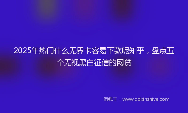 2025年热门什么无界卡容易下款呢知乎，盘点五个无视黑白征信的网贷