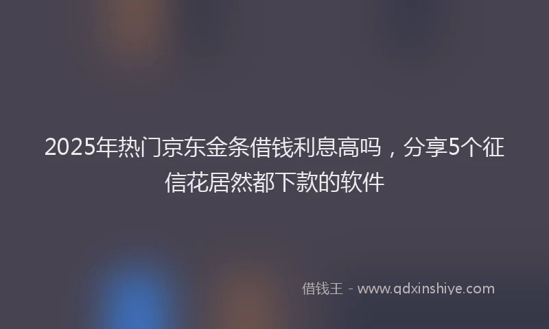 2025年热门京东金条借钱利息高吗，分享5个征信花居然都下款的软件