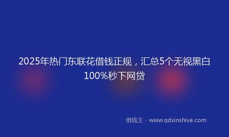 2025年热门东联花借钱正规，汇总5个无视黑白100%秒下网贷