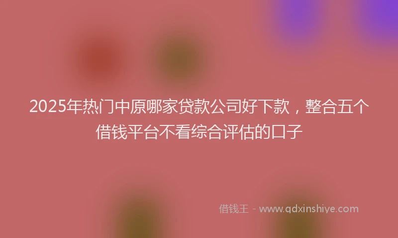 2025年热门中原哪家贷款公司好下款，整合五个借钱平台不看综合评估的口子