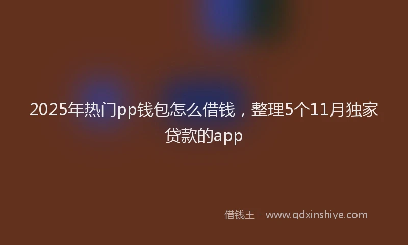 2025年热门pp钱包怎么借钱，整理5个11月独家贷款的app