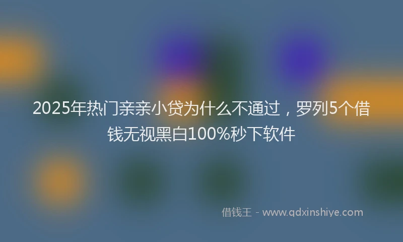 2025年热门亲亲小贷为什么不通过，罗列5个借钱无视黑白100%秒下软件