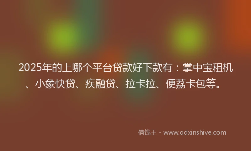 2025年的上哪个平台贷款好下款有：掌中宝租机、小象快贷、疾融贷、拉卡拉、便荔卡包等。
