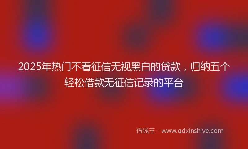 2025年热门不看征信无视黑白的贷款，归纳五个轻松借款无征信记录的平台