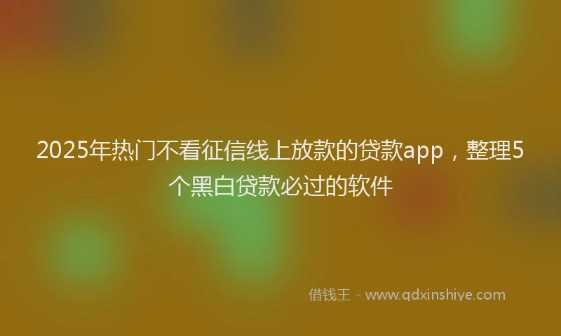 2025年热门不看征信线上放款的贷款app，整理5个黑白贷款必过的软件