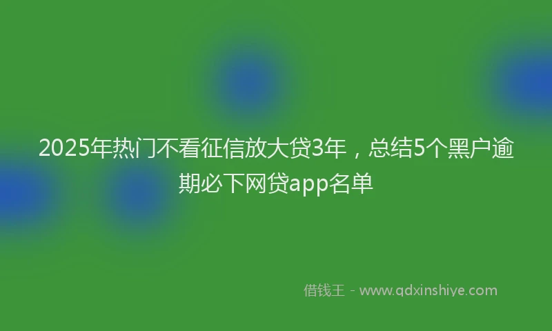 2025年热门不看征信放大贷3年，总结5个黑户逾期必下网贷app名单