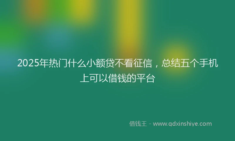2025年热门什么小额贷不看征信，总结五个手机上可以借钱的平台
