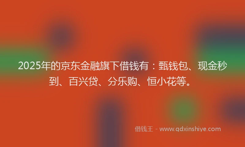 2025年的京东金融旗下借钱有：甄钱包、现金秒到、百兴贷、分乐购、恒小花等。