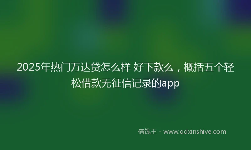 2025年热门万达贷怎么样 好下款么，概括五个轻松借款无征信记录的app