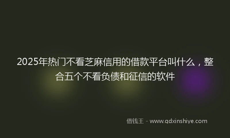 2025年热门不看芝麻信用的借款平台叫什么，整合五个不看负债和征信的软件