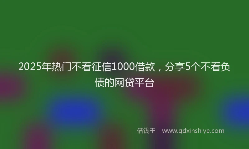2025年热门不看征信1000借款，分享5个不看负债的网贷平台