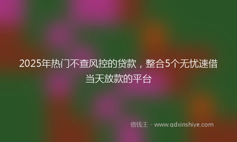 2025年热门不查风控的贷款，整合5个无忧速借当天放款的平台
