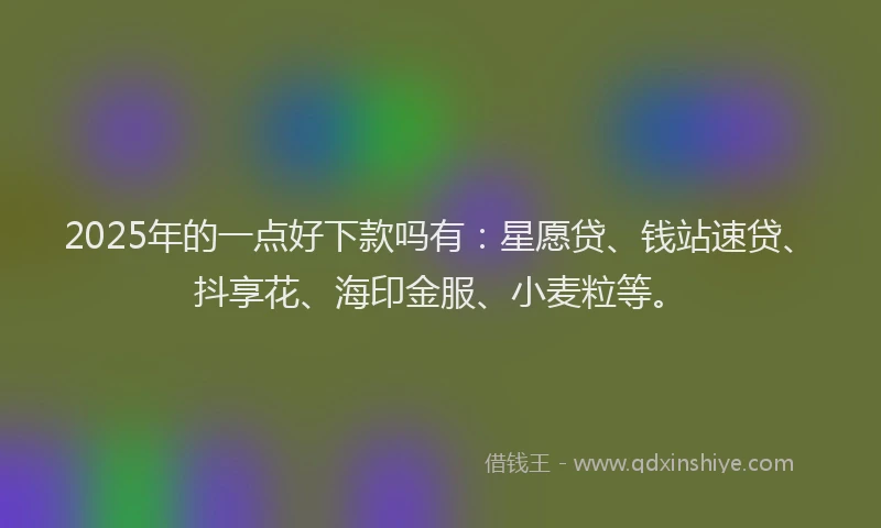 2025年的一点好下款吗有：星愿贷、钱站速贷、抖享花、海印金服、小麦粒等。