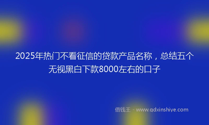 2025年热门不看征信的贷款产品名称，总结五个无视黑白下款8000左右的口子
