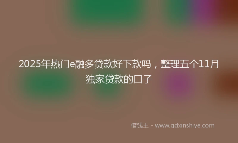2025年热门e融多贷款好下款吗，整理五个11月独家贷款的口子