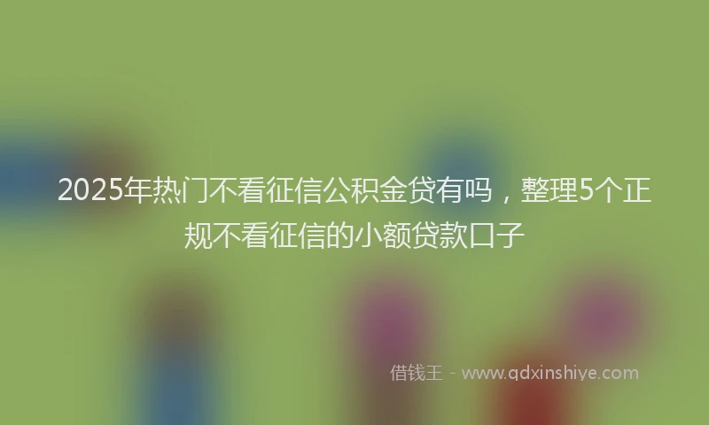 2025年热门不看征信公积金贷有吗，整理5个正规不看征信的小额贷款口子