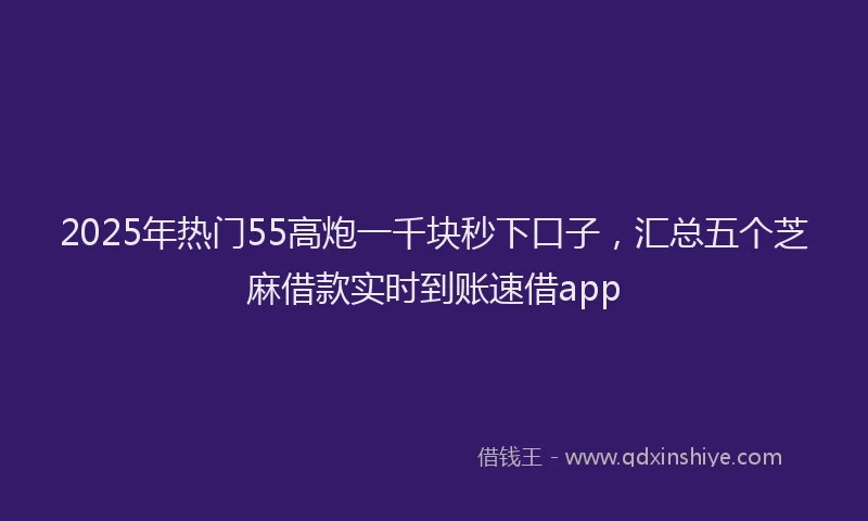 2025年热门55高炮一千块秒下口子，汇总五个芝麻借款实时到账速借app