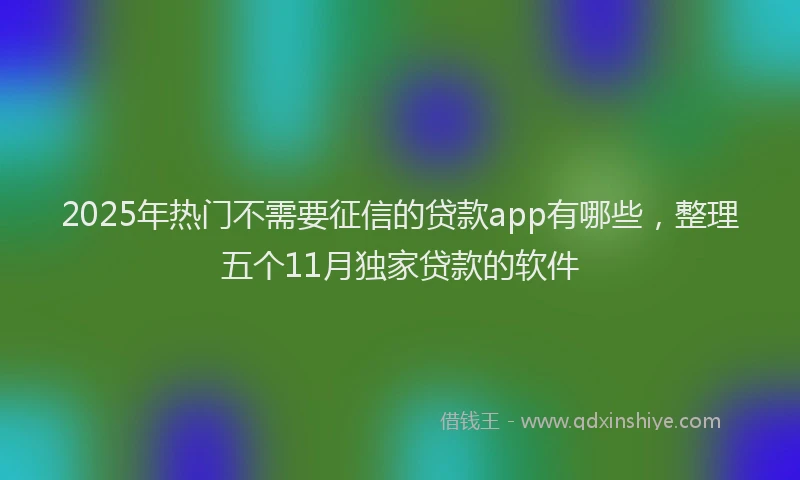 2025年热门不需要征信的贷款app有哪些，整理五个11月独家贷款的软件