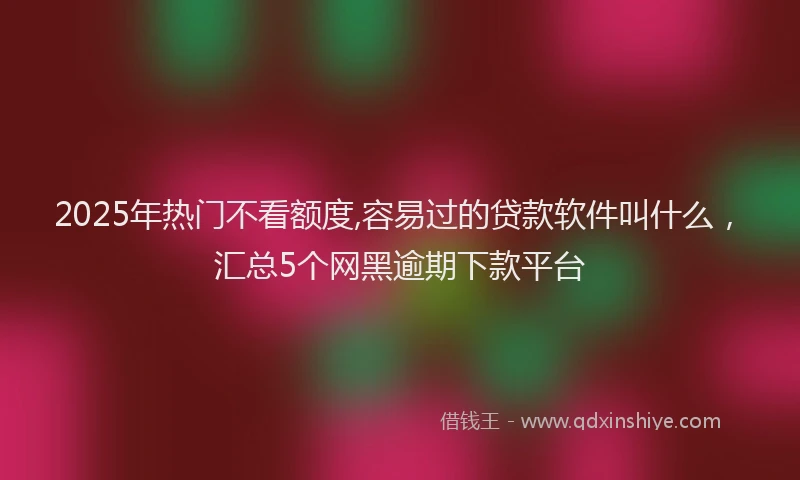 2025年热门不看额度,容易过的贷款软件叫什么，汇总5个网黑逾期下款平台