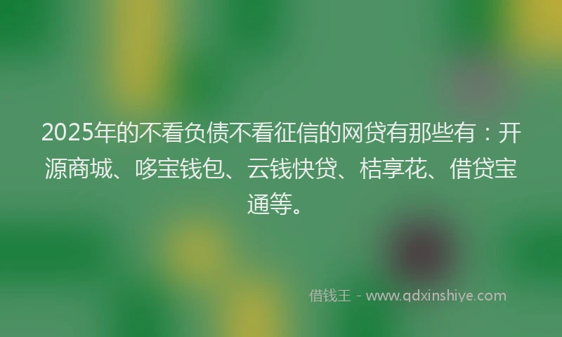 2025年的不看负债不看征信的网贷有那些有：开源商城、哆宝钱包、云钱快贷、桔享花、借贷宝通等。