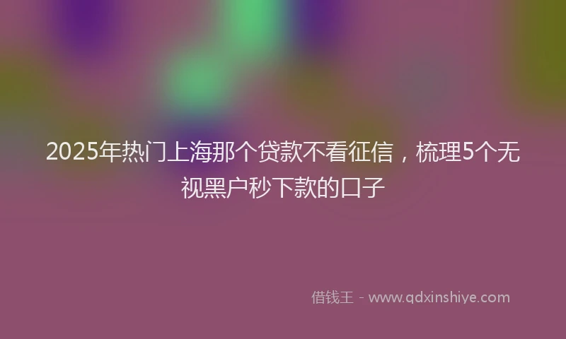 2025年热门上海那个贷款不看征信，梳理5个无视黑户秒下款的口子