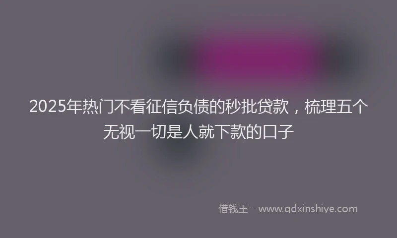 2025年热门不看征信负债的秒批贷款，梳理五个无视一切是人就下款的口子