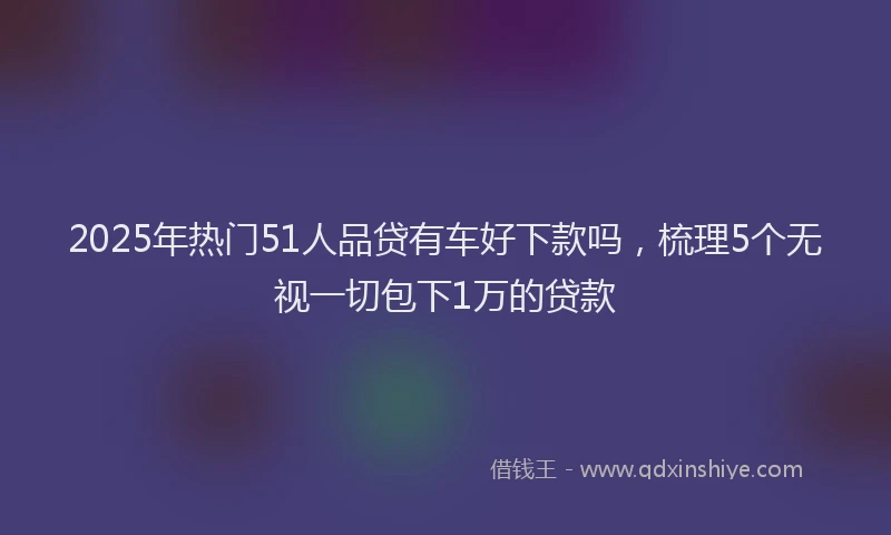 2025年热门51人品贷有车好下款吗，梳理5个无视一切包下1万的贷款
