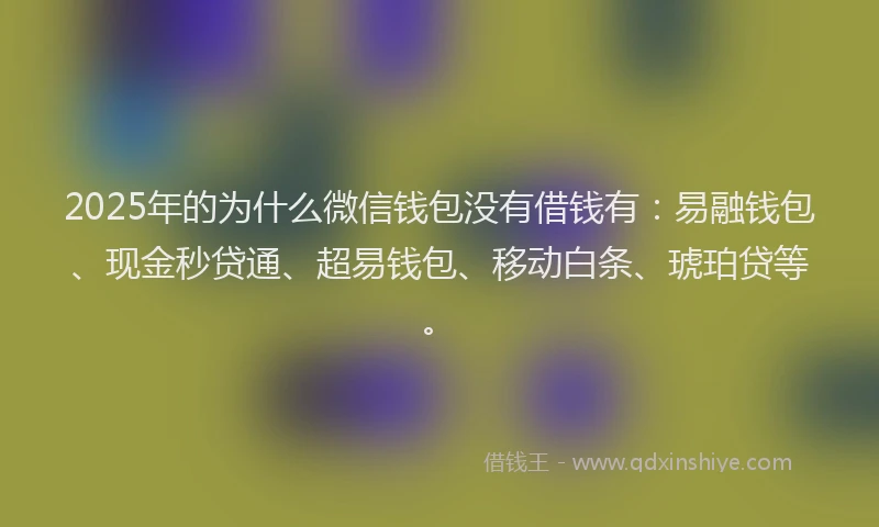2025年的为什么微信钱包没有借钱有：易融钱包、现金秒贷通、超易钱包、移动白条、琥珀贷等。
