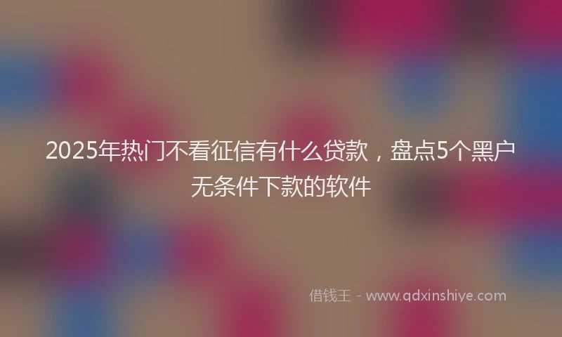 2025年热门不看征信有什么贷款，盘点5个黑户无条件下款的软件