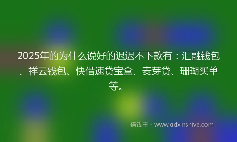 2025年的为什么说好的迟迟不下款有：汇融钱包、祥云钱包、快借速贷宝盒、麦芽贷、珊瑚买单等。