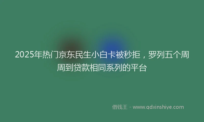 2025年热门京东民生小白卡被秒拒，罗列五个周周到贷款相同系列的平台