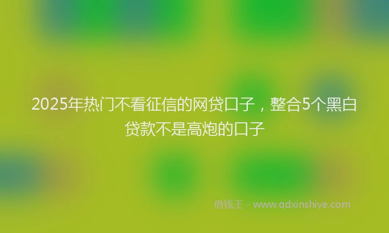 2025年热门不看征信的网贷口子，整合5个黑白贷款不是高炮的口子