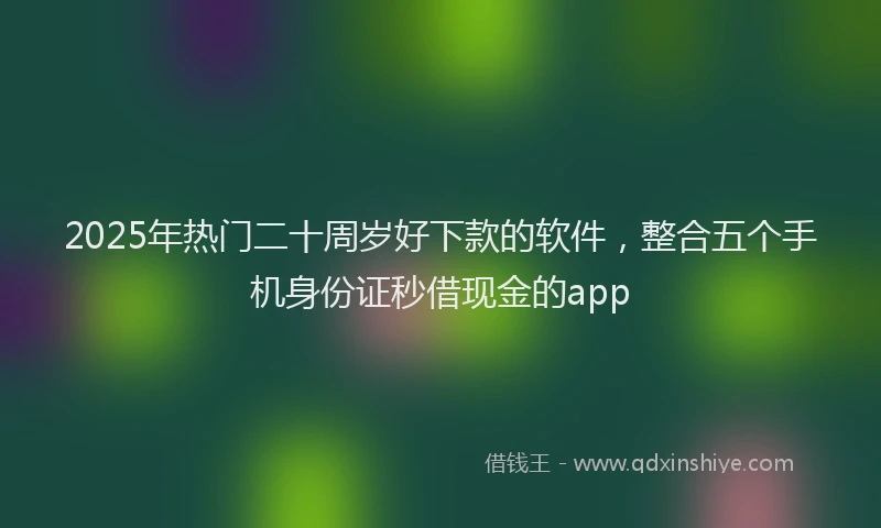 2025年热门二十周岁好下款的软件，整合五个手机身份证秒借现金的app