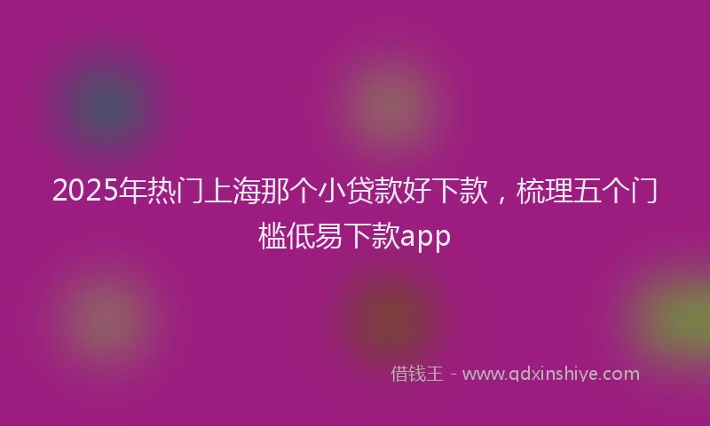 2025年热门上海那个小贷款好下款，梳理五个门槛低易下款app