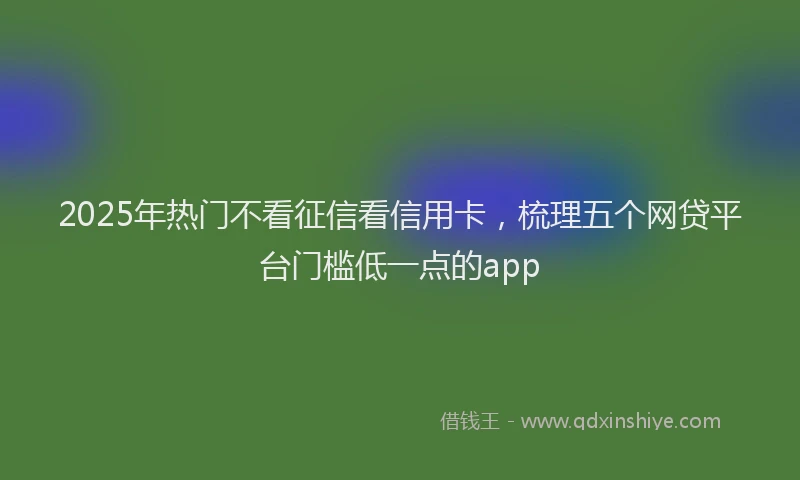 2025年热门不看征信看信用卡，梳理五个网贷平台门槛低一点的app