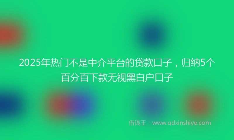 2025年热门不是中介平台的贷款口子，归纳5个百分百下款无视黑白户口子